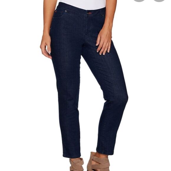 Peace Love World Mid-rise Denim Tapered Slim Fit Ankle Jeans Dark Wash - Picture 1 of 4